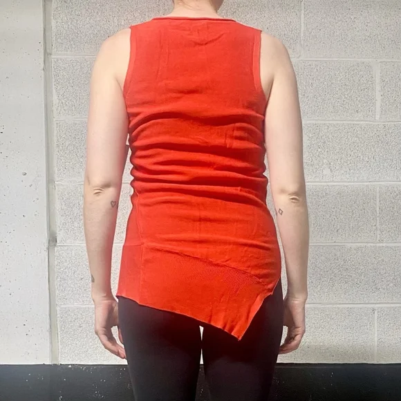 Vintage Y2K Orange Knit Asymmetrical Tank Top with Matching Shrug NWT - Picture 4 of 10